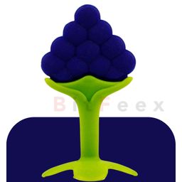 BitFeex Soft Silicone Baby Teether Pacifier Fruit Shape Baby Toys Infants Teethers Hygienic Case BPA Free (Graps & Apple) image 3