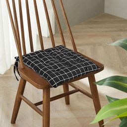 Kuber Industries Black & Green 4 Pieces Checked Cotton Chair Pads-42