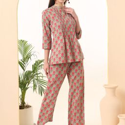 EKISHA Printed Pure Cotton Tunic With Trousers Co-Ords-image-45