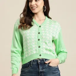 HERE&NOW Houndstooth Checked Cardigan-41