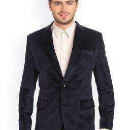Wintage Men Blue Single-Breasted Velvet Finish Tailored Fit Party Blazer-picture-20