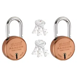 ALONE LOCKS Rainbow 65 mm Mild Steel ‎Antique 3 Keys Each Double Locking Padlock (Pack of 2)-39