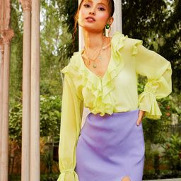 MANGO Women Lavender Ribbed Mini Skirt-picture-44