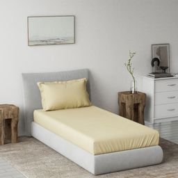 DDecor Yellow 180 TC Pure Cotton Single Bedsheet - 1.52 M X 2.24 M-picture-15