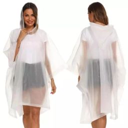 Allextreme Poncho Raincoat Free Size ‎Ethylene Vinyl Acetate (EVA) Transparent White With Sleeves for Women, Men, ‎MK012-05-44
