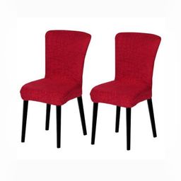 HOUSE OF QUIRK Maroon 2 Pieces Textured Jacquard Stretchable Chair Cover-image-81