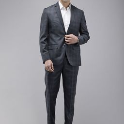 Park Avenue Checked Notched Lapel Single-Breasted Formal 2 Piece Suits-image-47