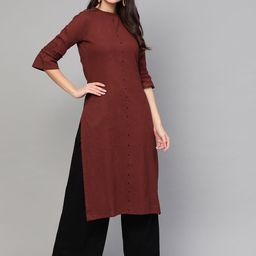 Idalia Women Maroon Solid Straight Kurta-picture-36