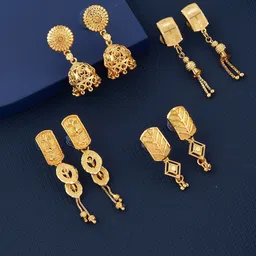 Anouk Set Of 4 Gold-Plated Ghungroo Beaded Dome Shaped Jhumkas-picture-31