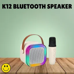 K12 (PORTABLE BLUETOOTH DESKTOP SPEAKER)With Karaoke Mic RGB Light, HD SoundE400 Laptop/Desktop Speaker-25