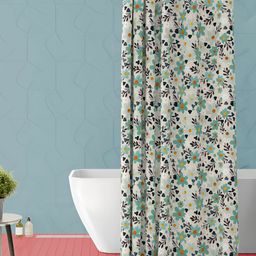ArtzFolio Beige and Black Floral Printed Waterproof Shower Curtain-image-51