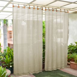 Hippo Loop Curtains with Sun Protection Pack of 2-Ivory - 4.5FTX9FT-14