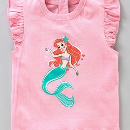 Babyhug Flutter Sleeves Top Mermaid Print - Pink-picture-0