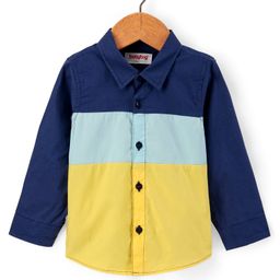 Babyhug 100% Cotton Woven Full Sleeves Solid Color Cut & Sew Shirt - Blue & Yellow-image-39
