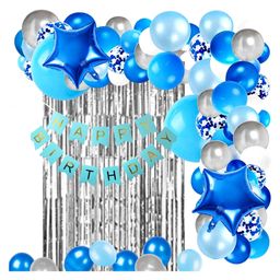 Bubble Trouble Happy Birthday Decoration Kit  Combo with 1 Pc Blue Banner 1 pc Glue Dot 1 Pc Silver Fringe Curtain  for Kids Birthday Decoration Items - Pack of 62-image-45