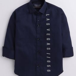 Polka Tots Full Sleeves Las Vegas Printed Shirt - Blue-image-83