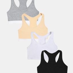 Sillysally Pack Of 4 Non Padded Non Wired Solid Training Bra - Multi Colour-image-21