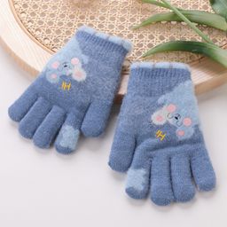 Babyhug Gloves With Bear Design - Blue-image-84