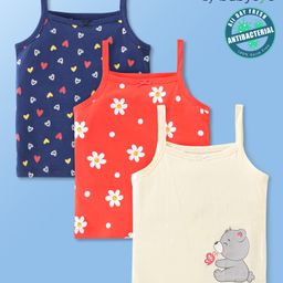 Babyoye Eco Conscious Cotton Knit Sleeveless Slips Floral Print Pack Of 3 - Multicolor-image-77