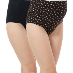 Bella Mama Cotton Elastane High Coverage Panties Pack of 2 (Color & Print May Vary)-image-84