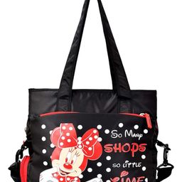Kuber Industries Disney Minnie Shopping Bag  Grocery Handbag  5 Zipper & 1 Bottle Compartment  Shoulder Bag with Adjustable Strap with Handle Black-17