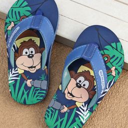 Cute Walk by Babyhug Slip On Flip Flops with Monkey Print - Blue-image-13