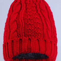Pine Kids  Winter Cap with Cable Knit Design - Red-image-75