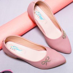 Tiny Bugs Stones Embellished Bow Detailed Ballerinas - Purple-image-55