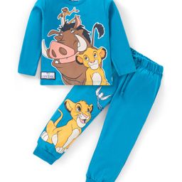 Babyhug Disney Single Jersey Knit Full Sleeves Night Suit with Lion Kings Graphics- Blue-image-25