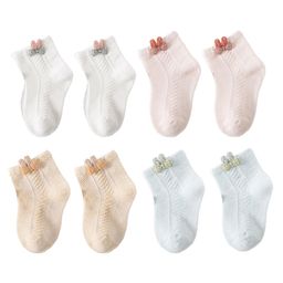 SYGA Set of 4 Cotton Solid Socks - White & Pink &Khaki & Green-35