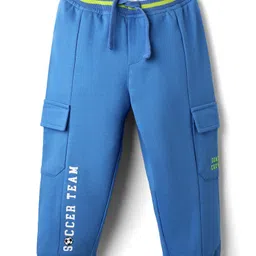 Babyhug Cotton Looper Knit Full Length Lounge Pant With Text Print - Blue-picture-17