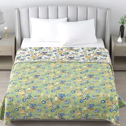 Zahya 100% Pure Cotton Reversible Double Bed Dohar - Chiffon Yellow Green-picture-11