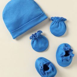 Ben Benny Interlock Knit Solid Color Cap Mittens And Booties Set Blue - Diameter 10.5 cm-image-28