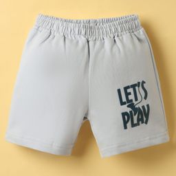 Tango Looper Knit Above Knee Length Shorts with Lets Play Print - Light Grey-image-23