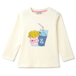 Tales & Stories Cotton Knit Full Sleeves Cute Cat Face & Fries Printed Tee - Off White-picture-11