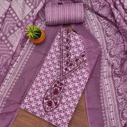 KALINI Floral Printed Sequinned Unstitched Dress Material-image-87