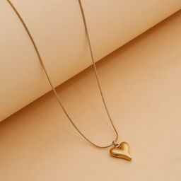Stoln Stainless Steel Gold-Plated Heart Shaped Pendant With Chain-image-92