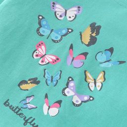 CUCUMBER Sinker Knit Full Sleeves T-Shirt with Butterfly Print - Sea Green image 3