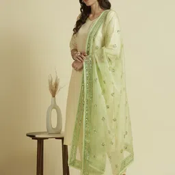 Dupatta Bazaar Embroidered Organza Dupatta with Zardosi & Sequins image 5