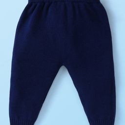 Babyhug Knitted Full Sleeves Front Open Sweater Set with Cap & Aztec Design - Navy Blue image 4