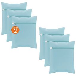 Aura 6-Pcs Blue Reusable Mesh Laundry Bags With Zip-0
