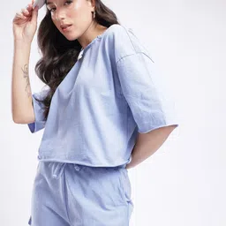 glitchez Cotton Terry Relaxed Fit Washed Effect Raw Edge T-shirt & Shorts-image-45