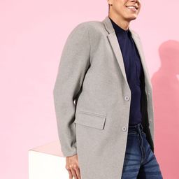 The Roadster Lifestyle Co. Men Grey Solid Longline Tailored Jacket-image-76