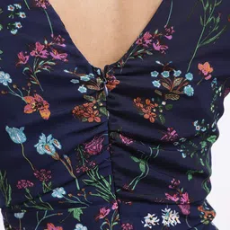 Stylecast X Hersheinbox Floral Print Flutter Sleeves Ruffled Detail Ruched A-Line Dress image 5