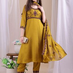 KALINI Women Embroidered Anarkali Kurta Set-picture-48