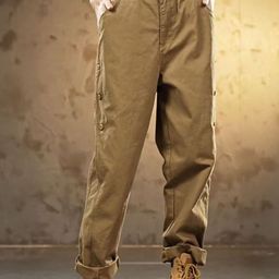 KPOP Women Cotton Original Mid-Rise Regular Fit Trousers-picture-3