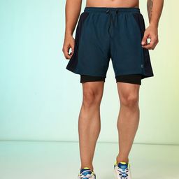 HRX by Hrithik Roshan Men Colourblocked Running Shorts with Inner Attached Tights image 3
