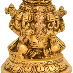 Exotic India Gold-Toned Panchamukhi Ganesha Religious Idol Showpiece-picture-17