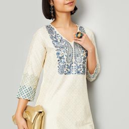 max Ethnic Motifs Printed Thread Work V-Neck Straight Kurta-picture-8