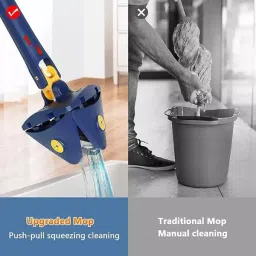 GENERIC 360° Rotatable Triangle Shape Wet and Dry Mop with Length Adjustable Handle, Blue Color image 4